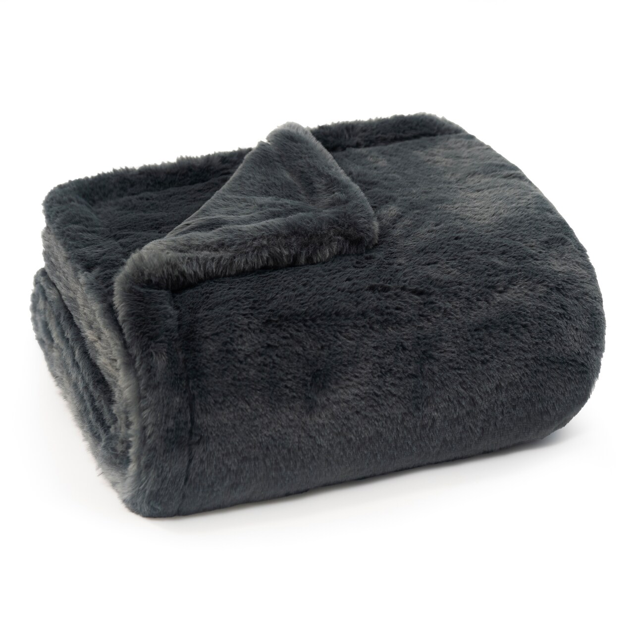Americanflat Throw Blanket - 50x60 Inch Double Sided Luxe Faux Fur - Soft Plush Fleece Bedding - Cozy Warmth For Living Room Couch Or Sofa - Dark Gray